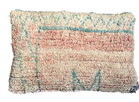 Marokkaans kussen - nude + groen - 60 x 35 cm