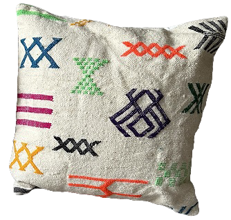 Marokkaans upcycled Boujad Kussen met traditionele Amazigh borduurwerk - 45 x 45 cm