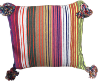Marokkaans Moira Gestreepte Pompon Kussen - multi-colour - 50 x 50 cm