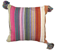 Marokkaans Moira Gestreepte Pompon Kussen - multi-colour - 50 x 50 cm