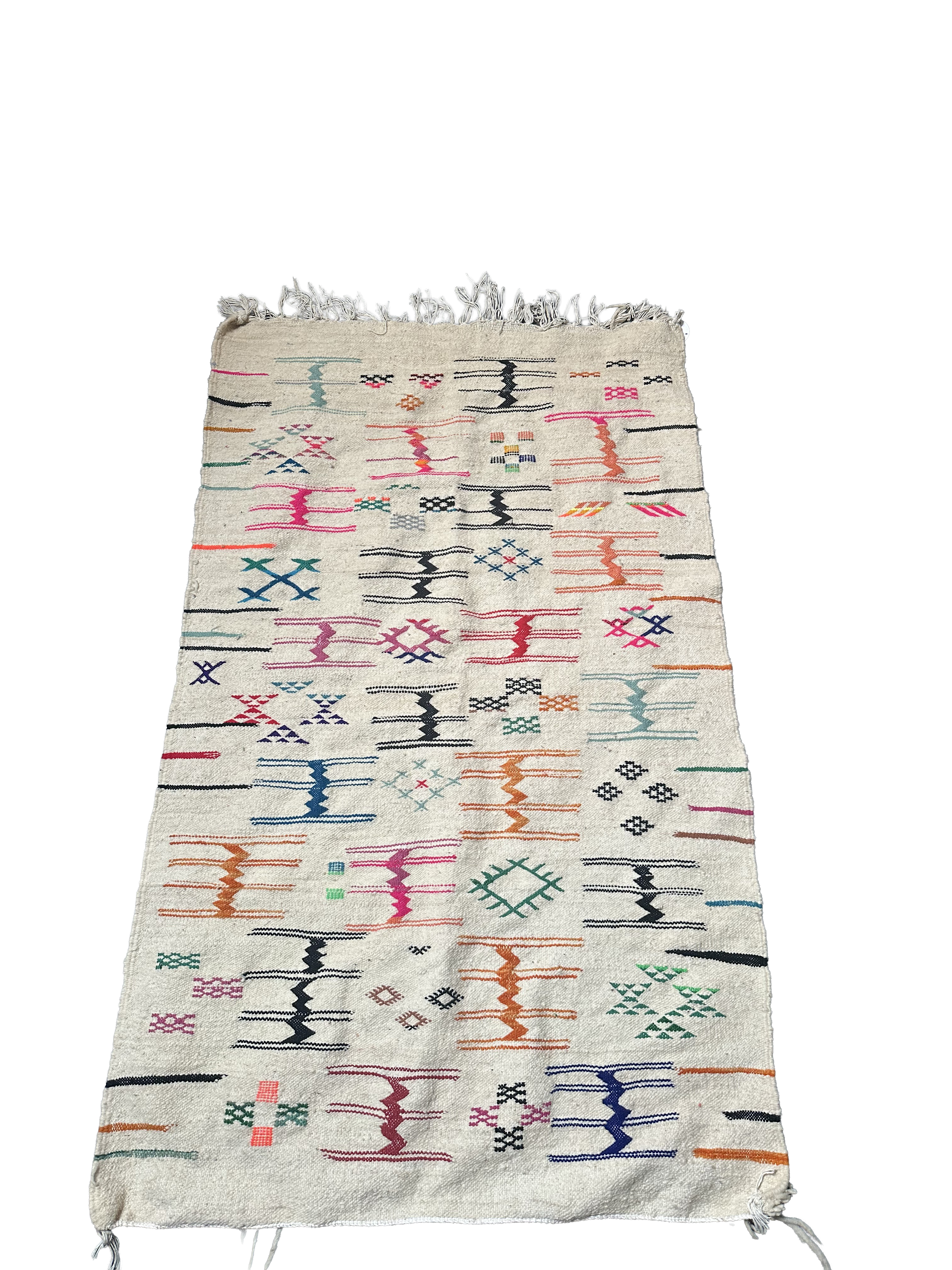 Marokkaans Boujaad Kelim vloerkleed met bold Berber tekens - 160 x 92 cm
