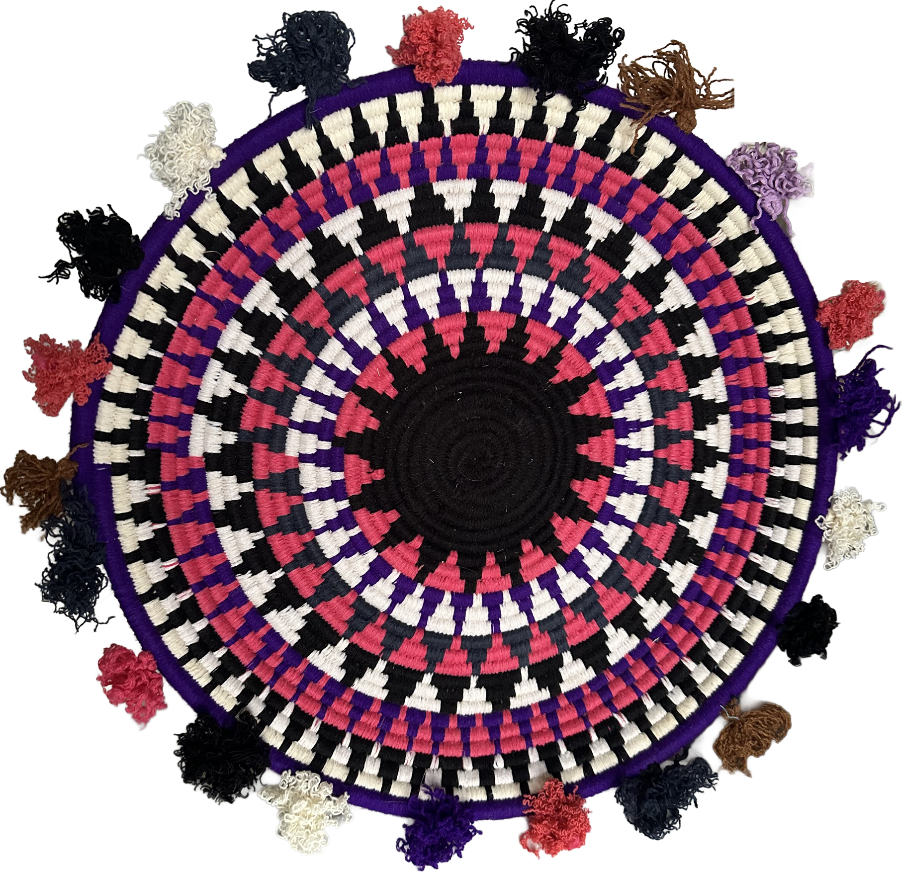 Berber schaal - roze mix + ster en pompoms - Ø 36 cm