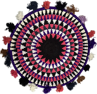 Berber schaal - roze mix + ster en pompoms - Ø 36 cm
