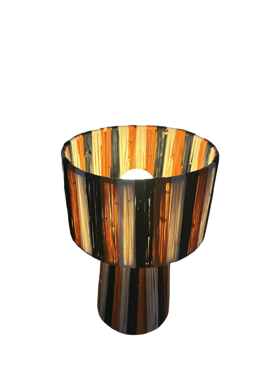 Raffia tafellamp - multicolor - hoogte 26 cm