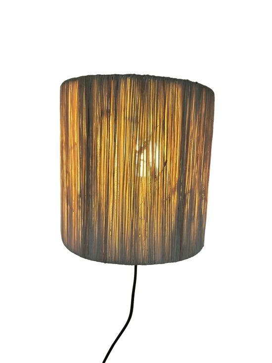 Raffia wandlamp - naturel - hoogte 20 cm