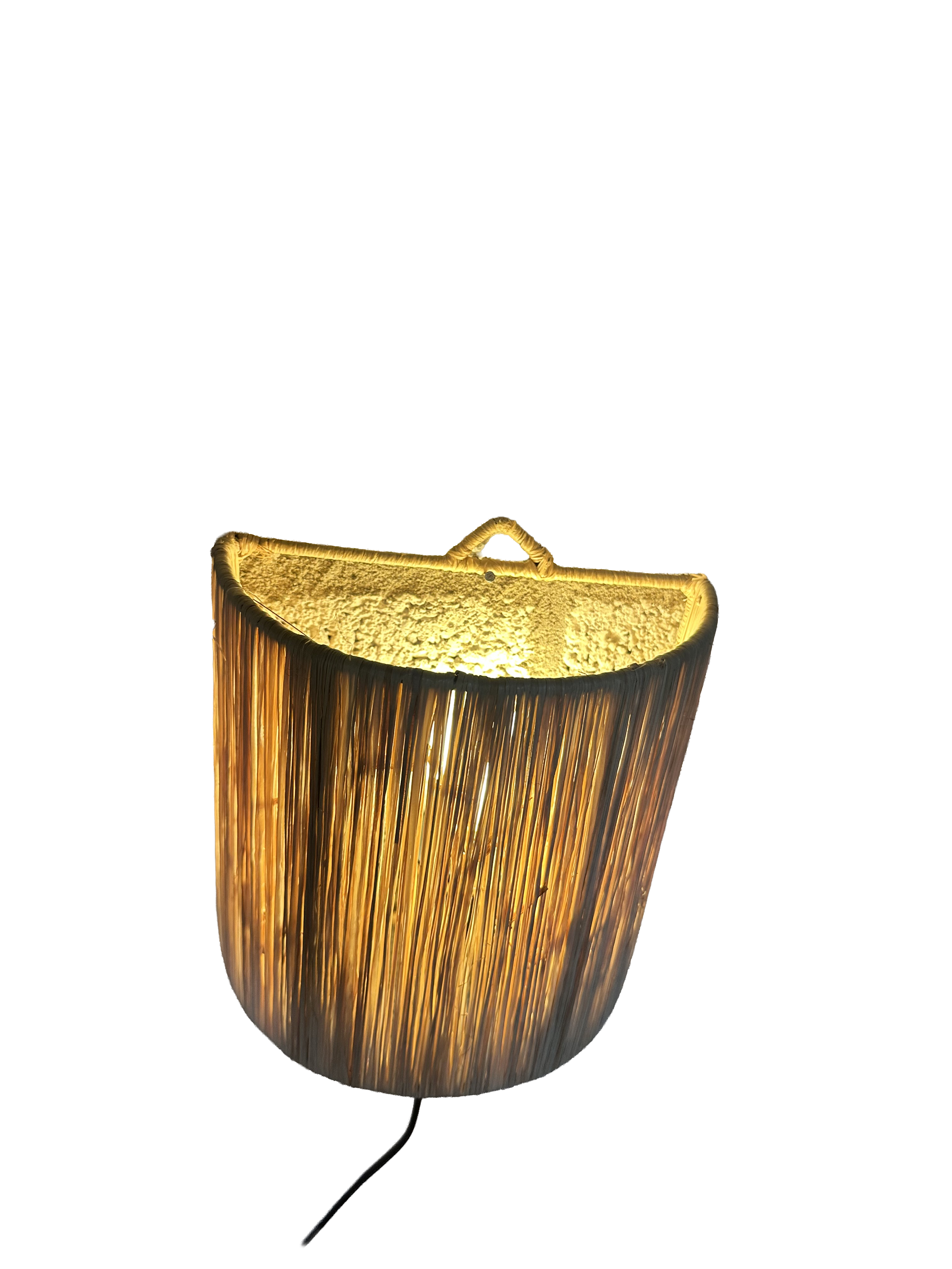 Raffia wandlamp - naturel - hoogte 20 cm