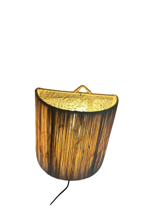 Raffia wandlamp - naturel - hoogte 20 cm