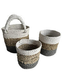 Zeegras manden set van 3 stuks – Wit/Naturel/Grijs