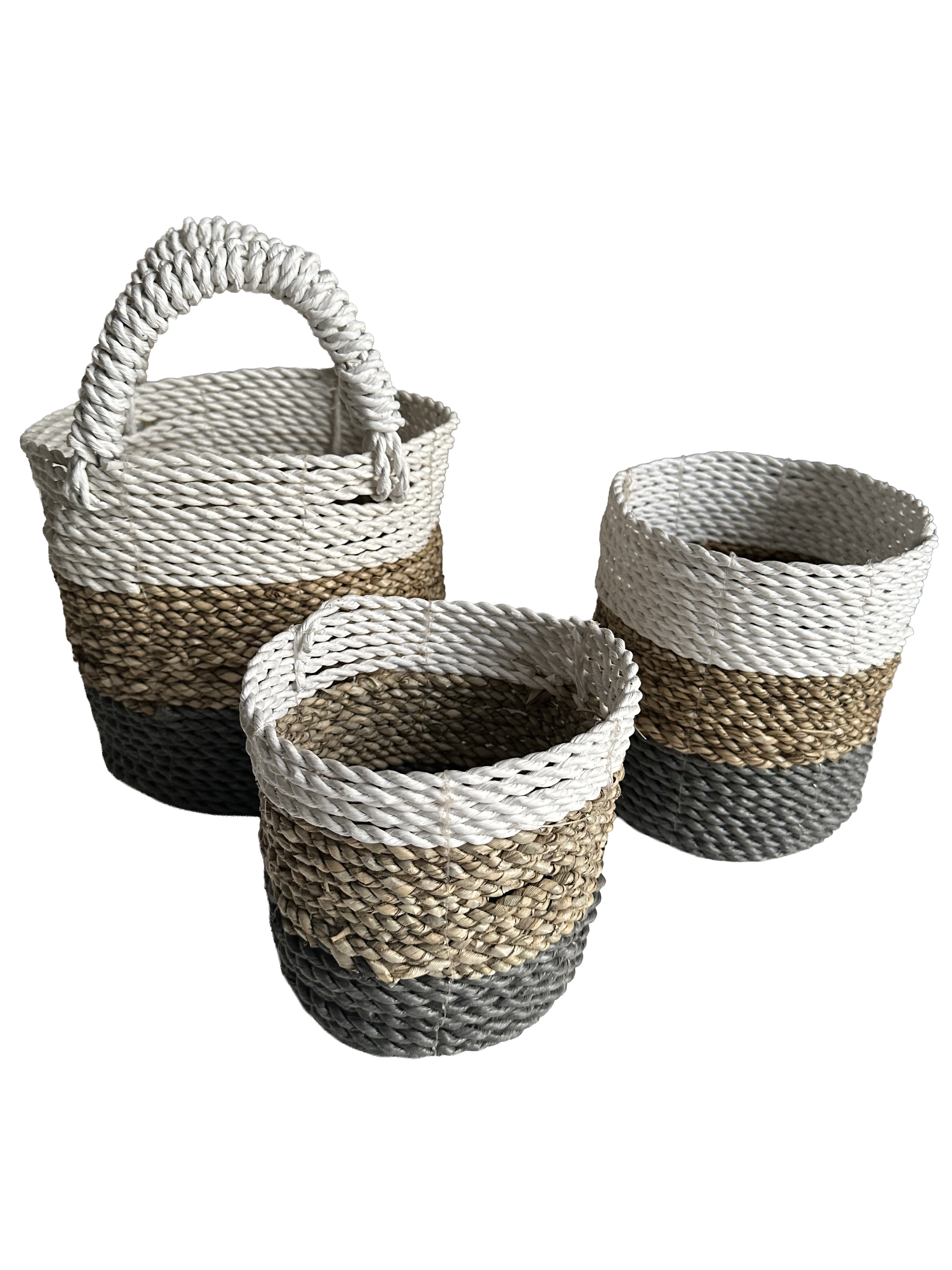 Zeegras manden set van 3 stuks – Wit/Naturel/Grijs
