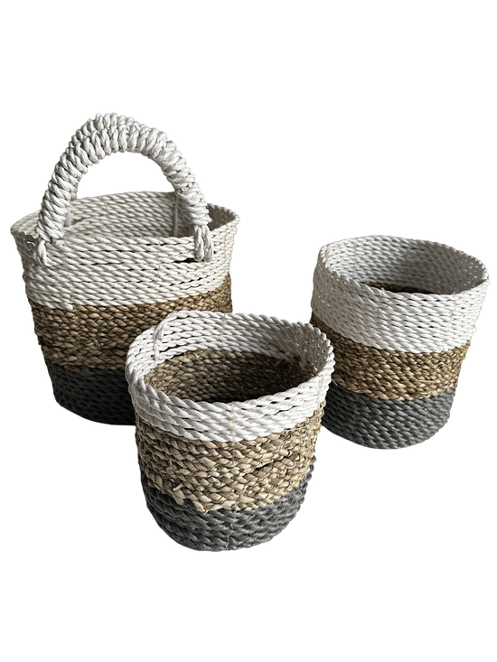 Zeegras manden set van 3 stuks – Wit/Naturel/Grijs