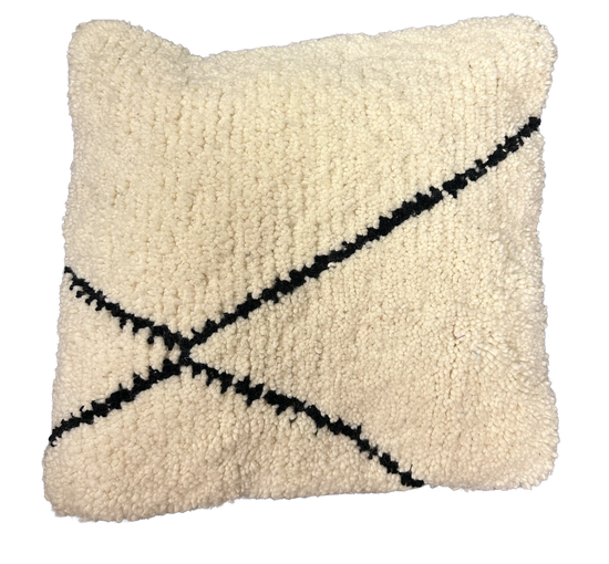 Boujaad kussen – off-white met zwarte streep - 50 x 50 cm