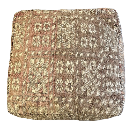 Marokkaanse Boujaad / kelim poef - beige tinten
