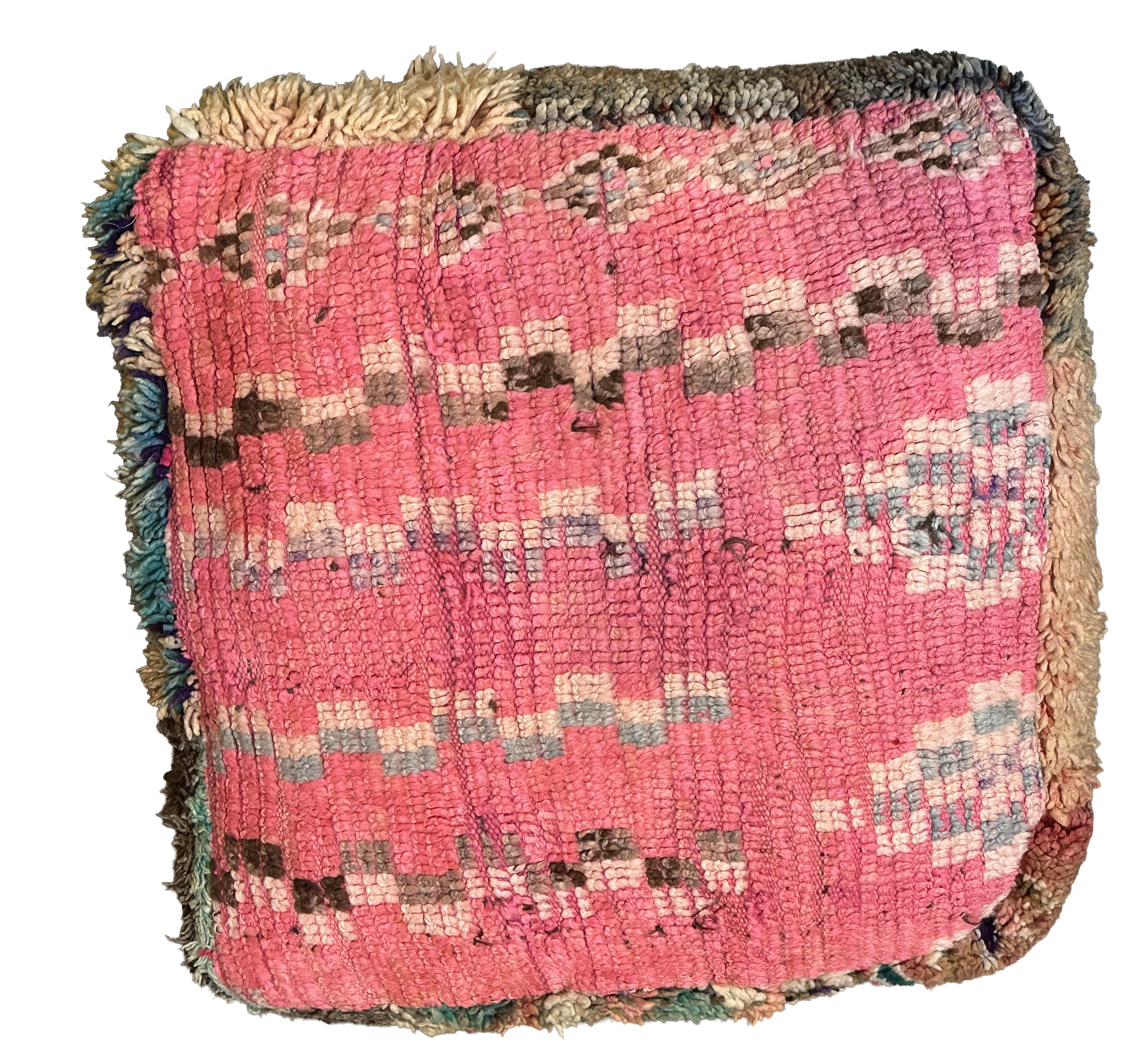 Marokkaanse Boujaad / kelim poef - multicolor roze