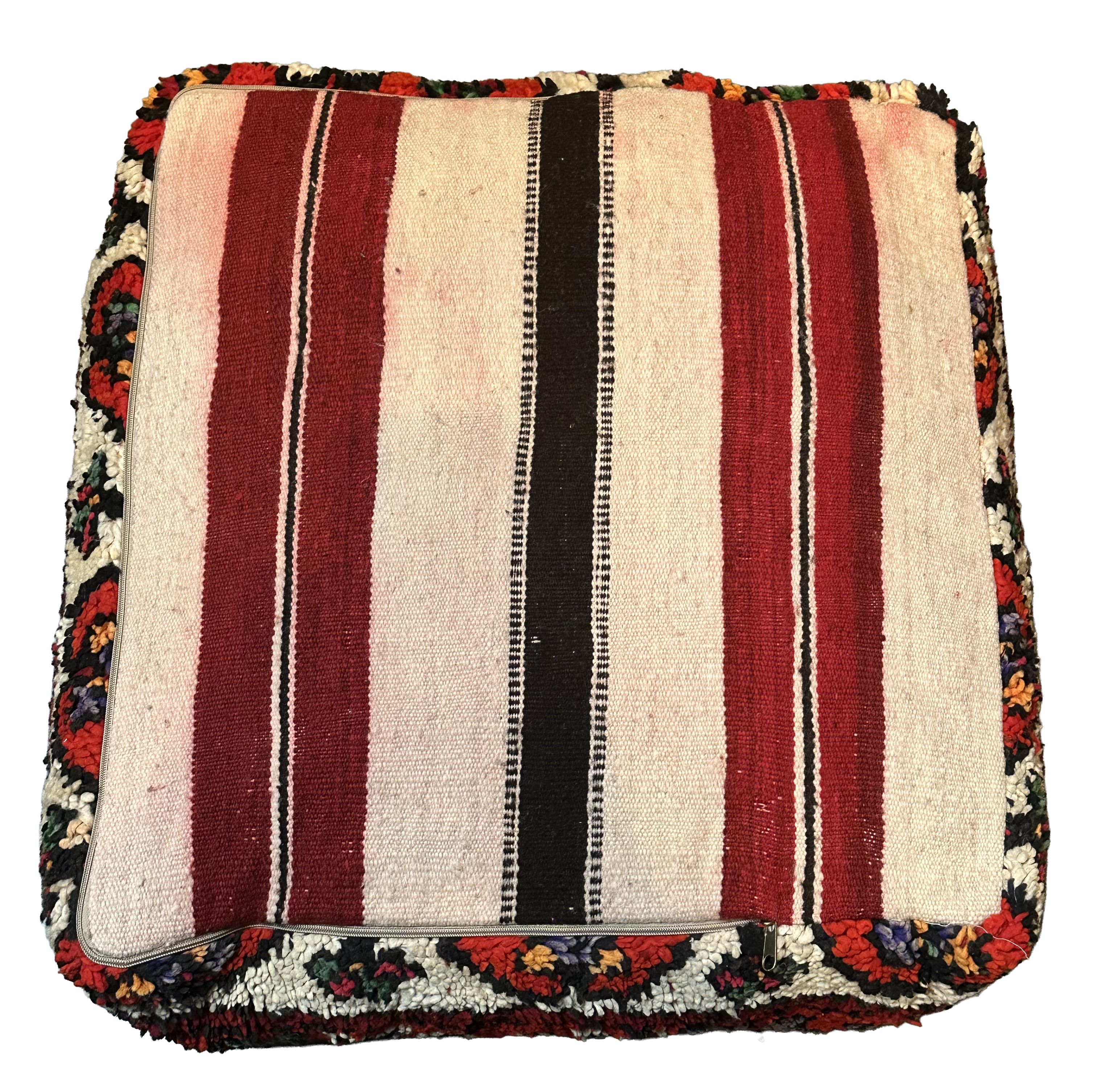 Marokkaanse Boujaad / kelim poef - multicolor rood