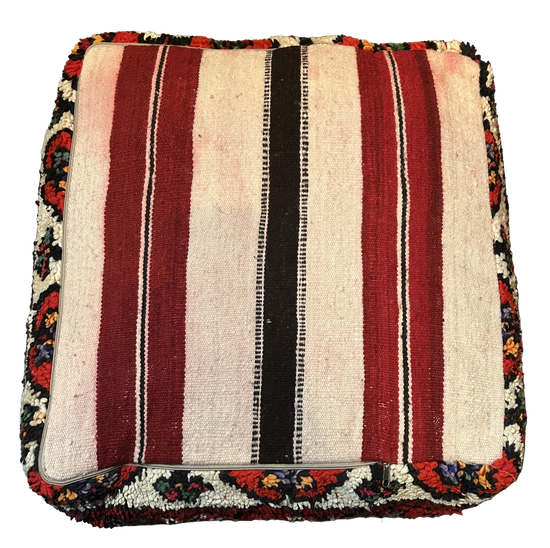 Marokkaanse Boujaad / kelim poef - multicolor rood