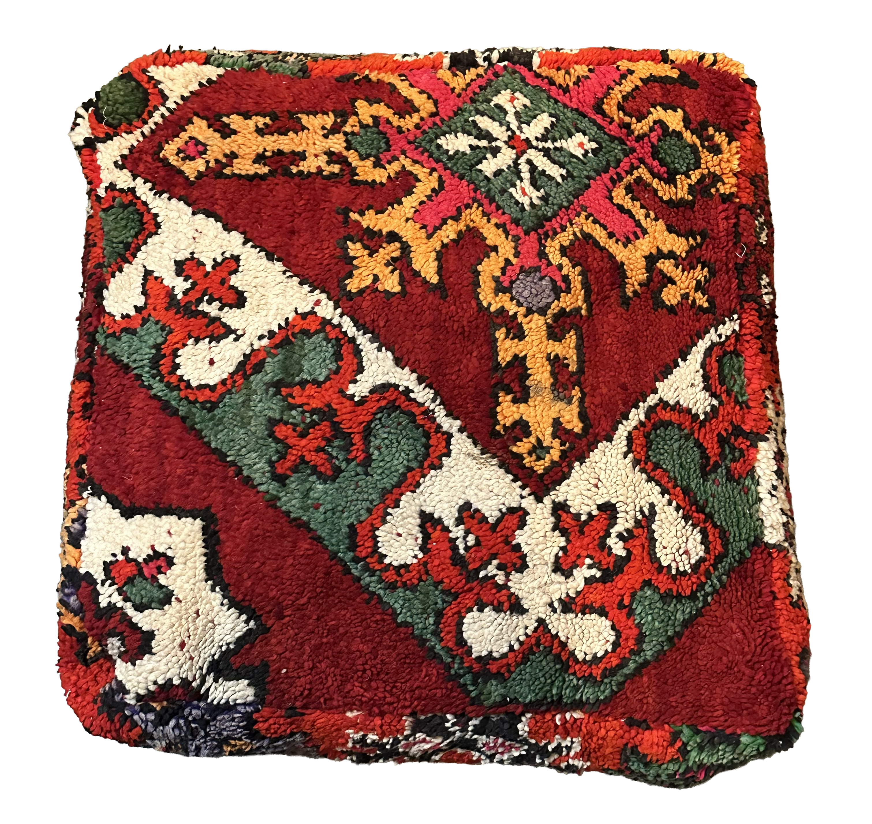 Marokkaanse Boujaad / kelim poef - multicolor rood