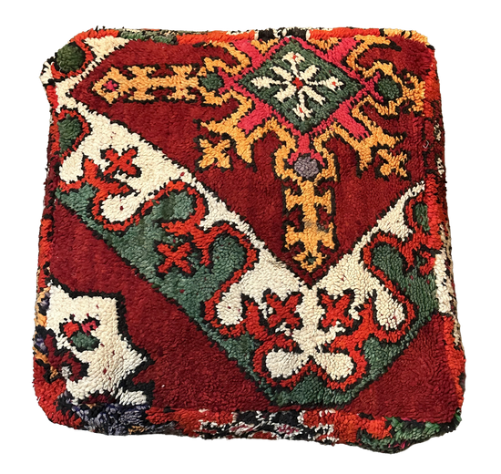 Marokkaanse Boujaad / kelim poef - multicolor rood