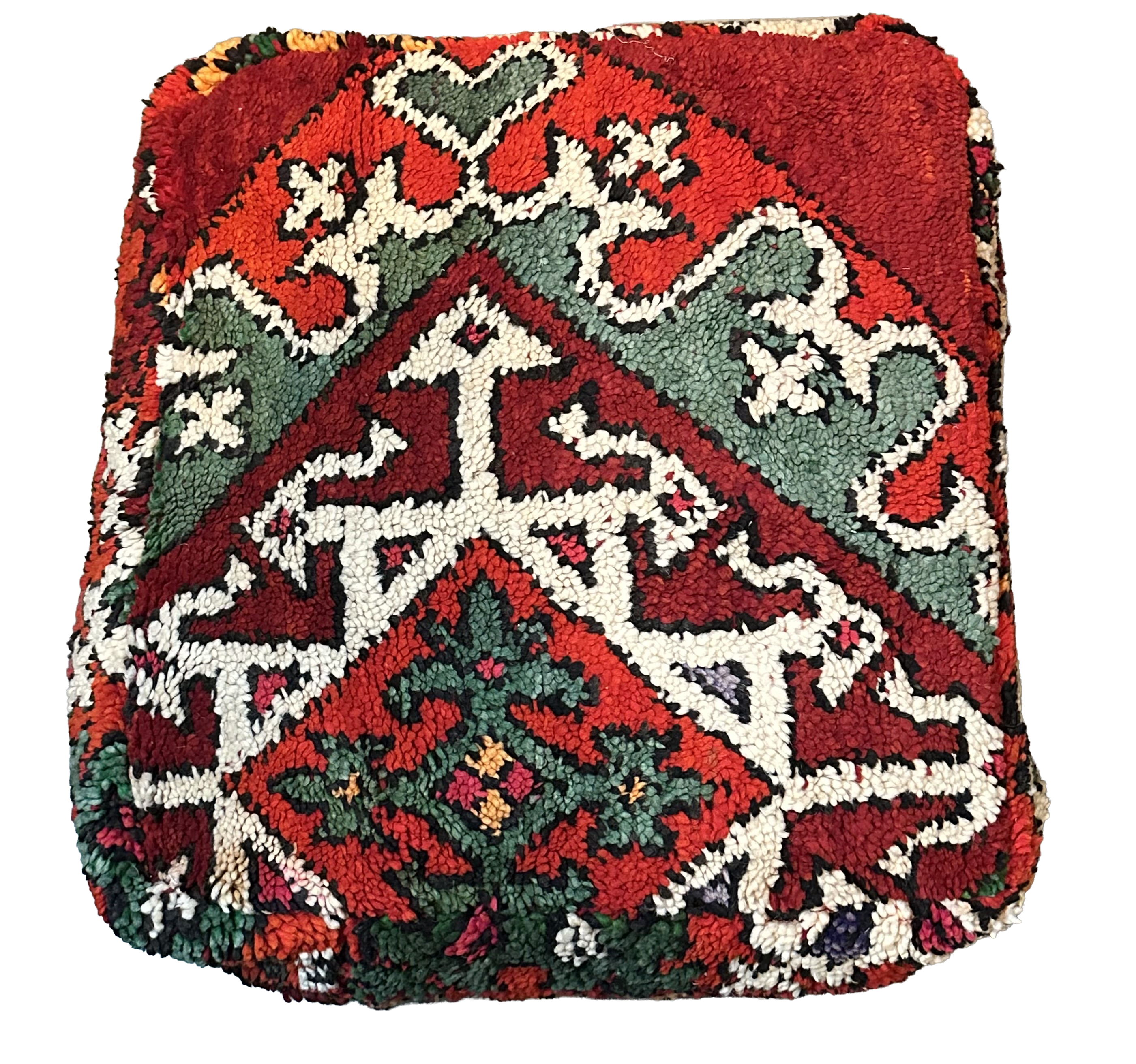 Marokkaanse Boujaad / kelim poef - multicolor rood