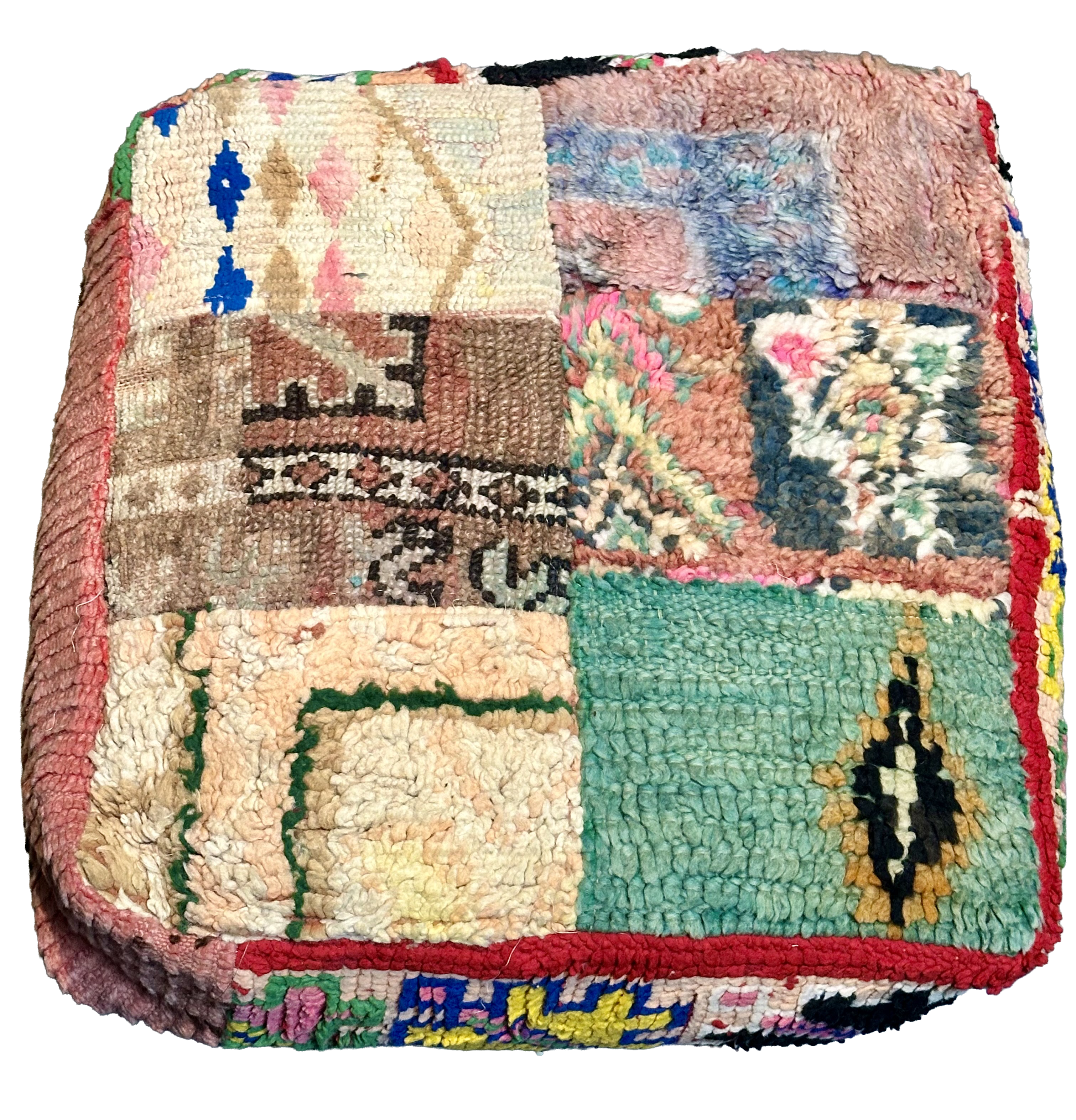 Marokkaanse Boujaad / kelim poef - multicolor + mixpatronen