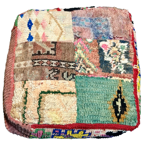 Marokkaanse Boujaad / kelim poef - multicolor + mixpatronen