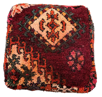 Marokkaanse Boujaad / kelim poef - rood + roze mix