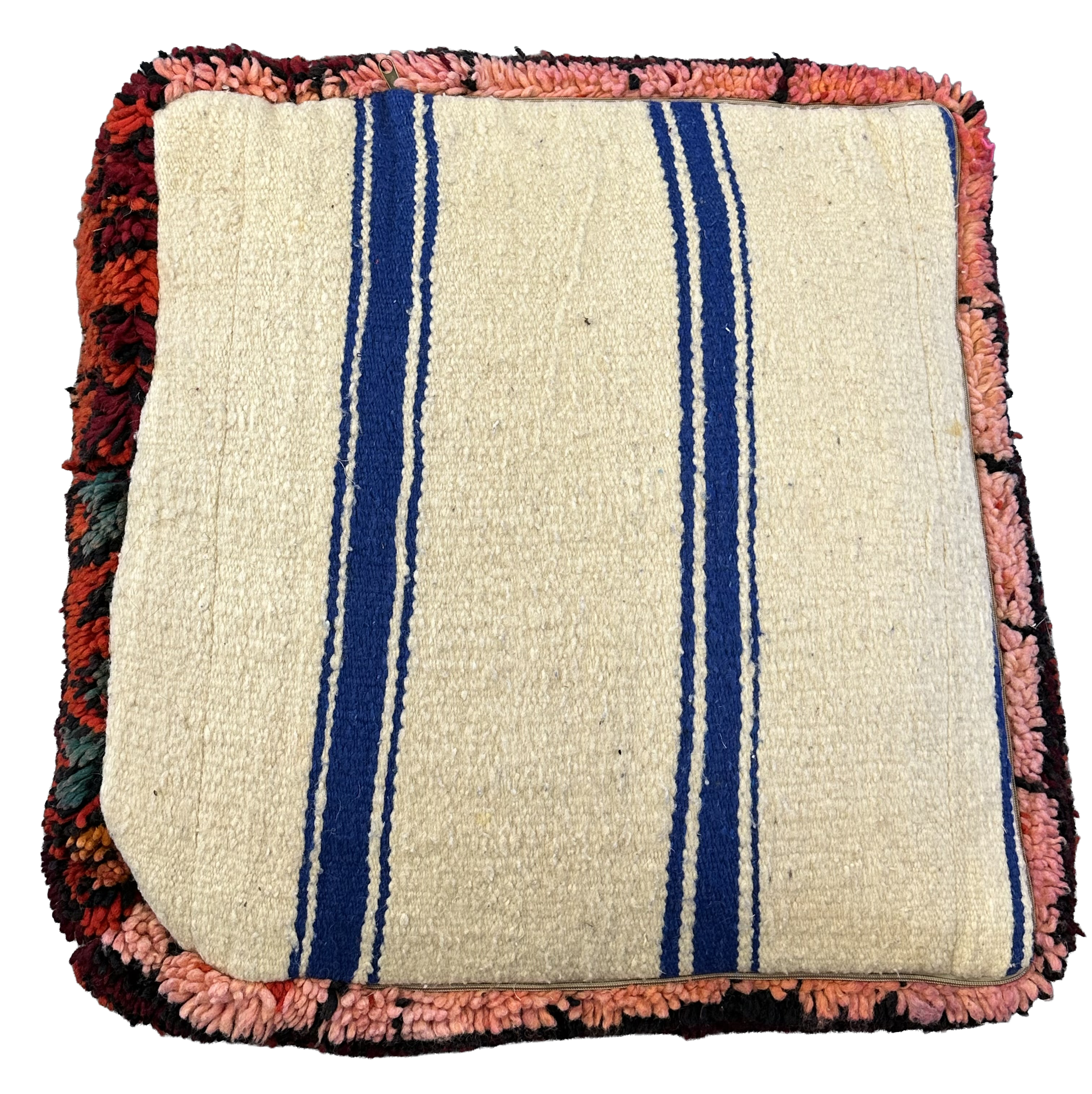 Marokkaanse Boujaad / kelim poef - rood + roze mix
