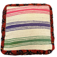 Marokkaanse Boujaad / kelim poef - rood+roze mix