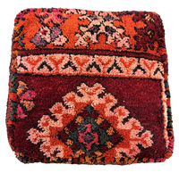 Marokkaanse Boujaad / kelim poef - rood+roze mix
