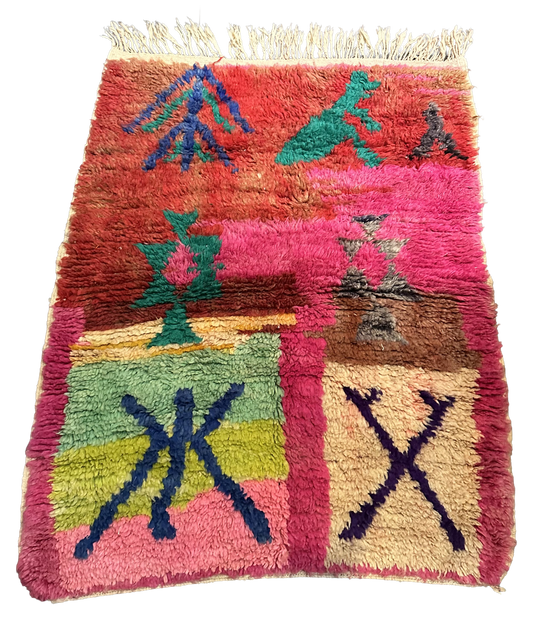Marokkaans Boujaad vloerkleed - multicolor - 130 x 102 cm