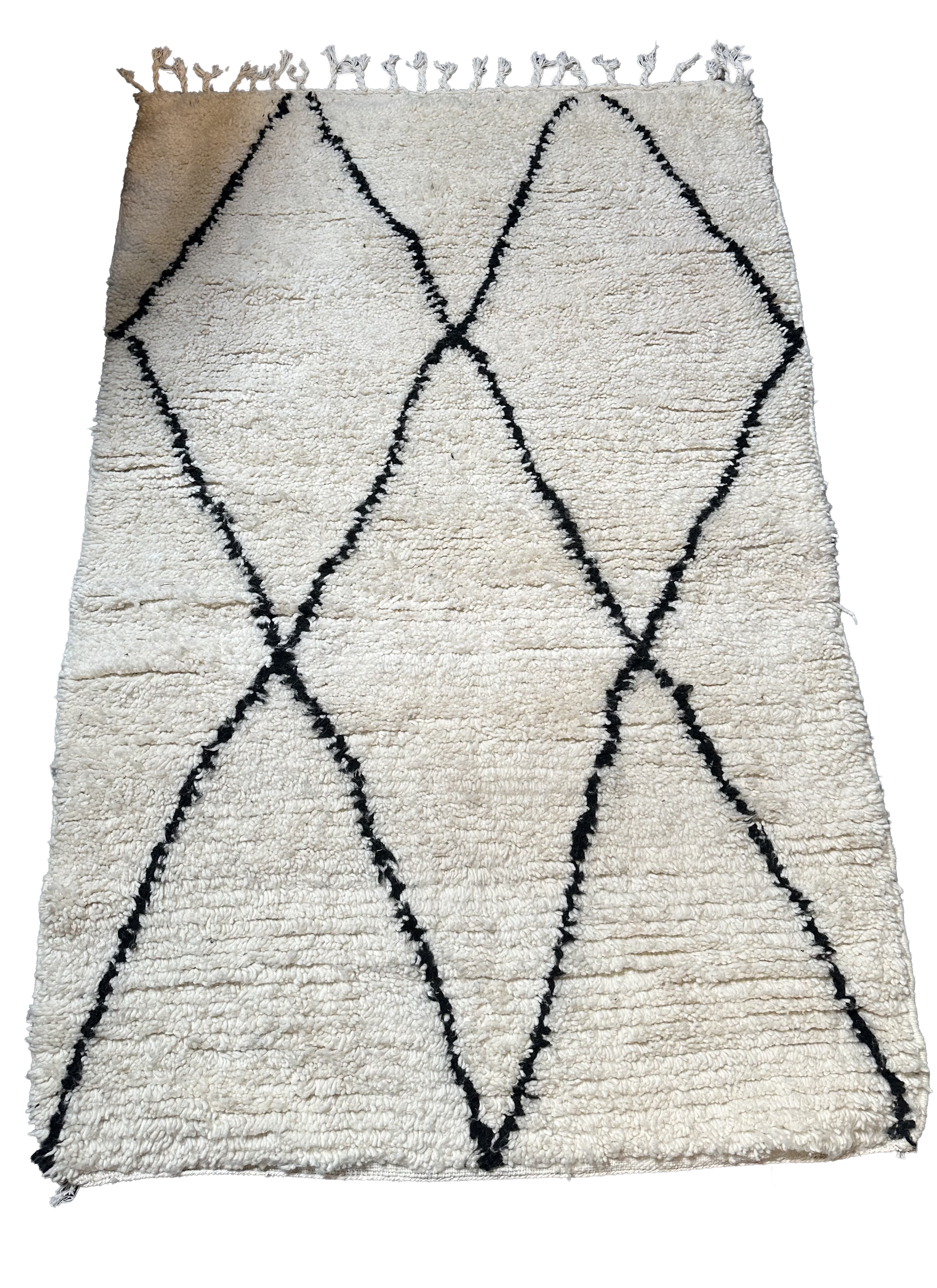 Marokkaans Boujaad vloerkleed - wit + zwart - 163 x 109 cm