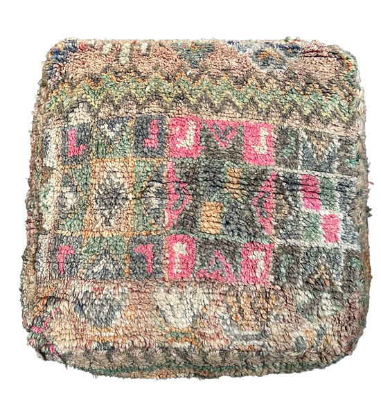 Marokkaanse Boujaad / kelim poef - multicolor + ster