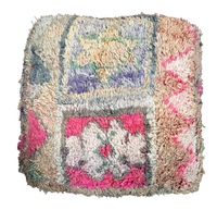 Marokkaanse Boujaad / kelim poef - roze + blauw mix