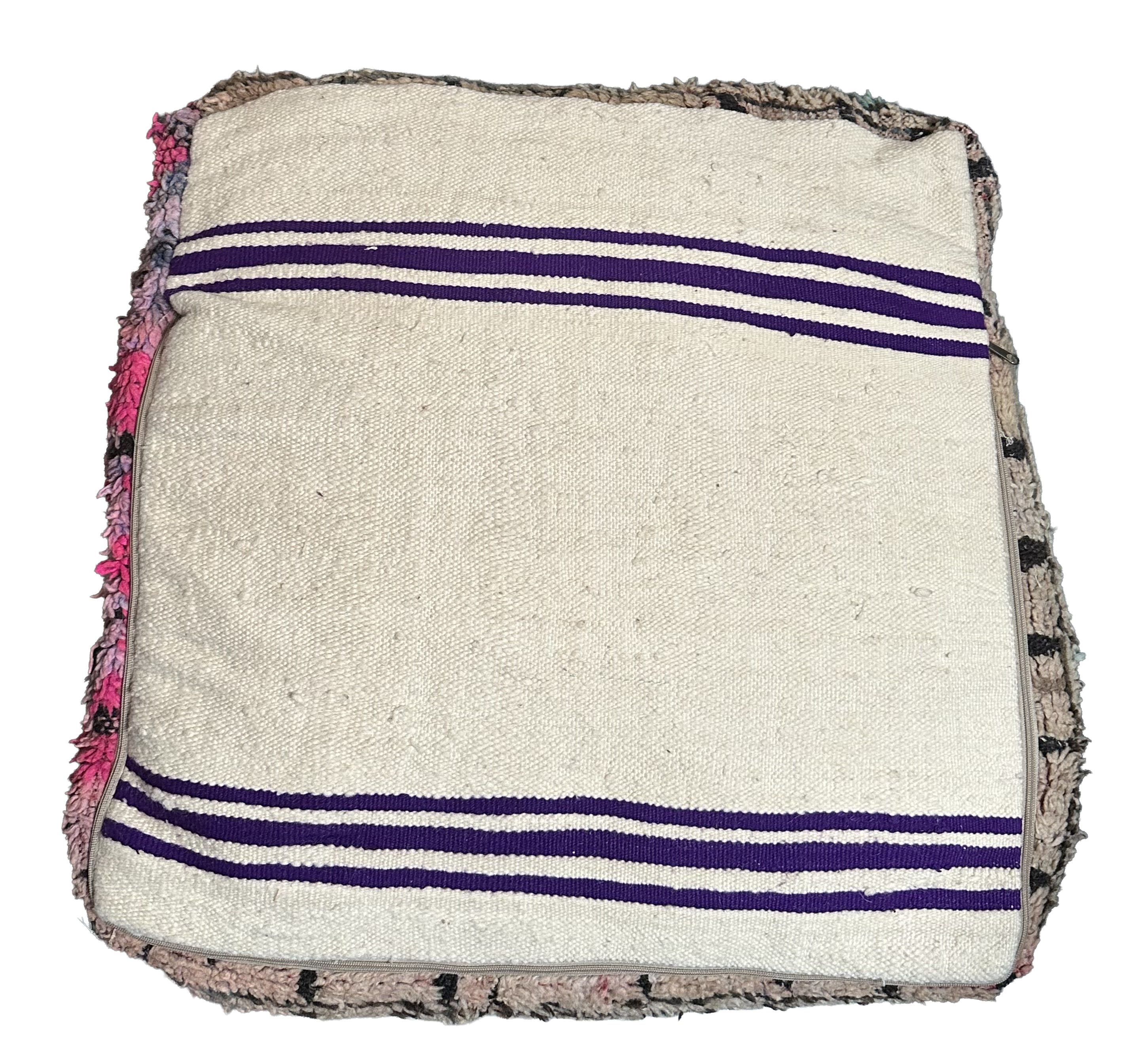 Marokkaanse Boujaad / kelim poef - roze + blauw mix