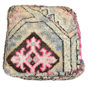 Marokkaanse Boujaad / kelim poef - roze + blauw mix