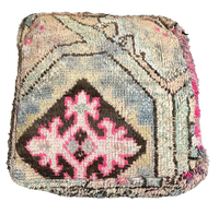 Marokkaanse Boujaad / kelim poef - roze + blauw mix
