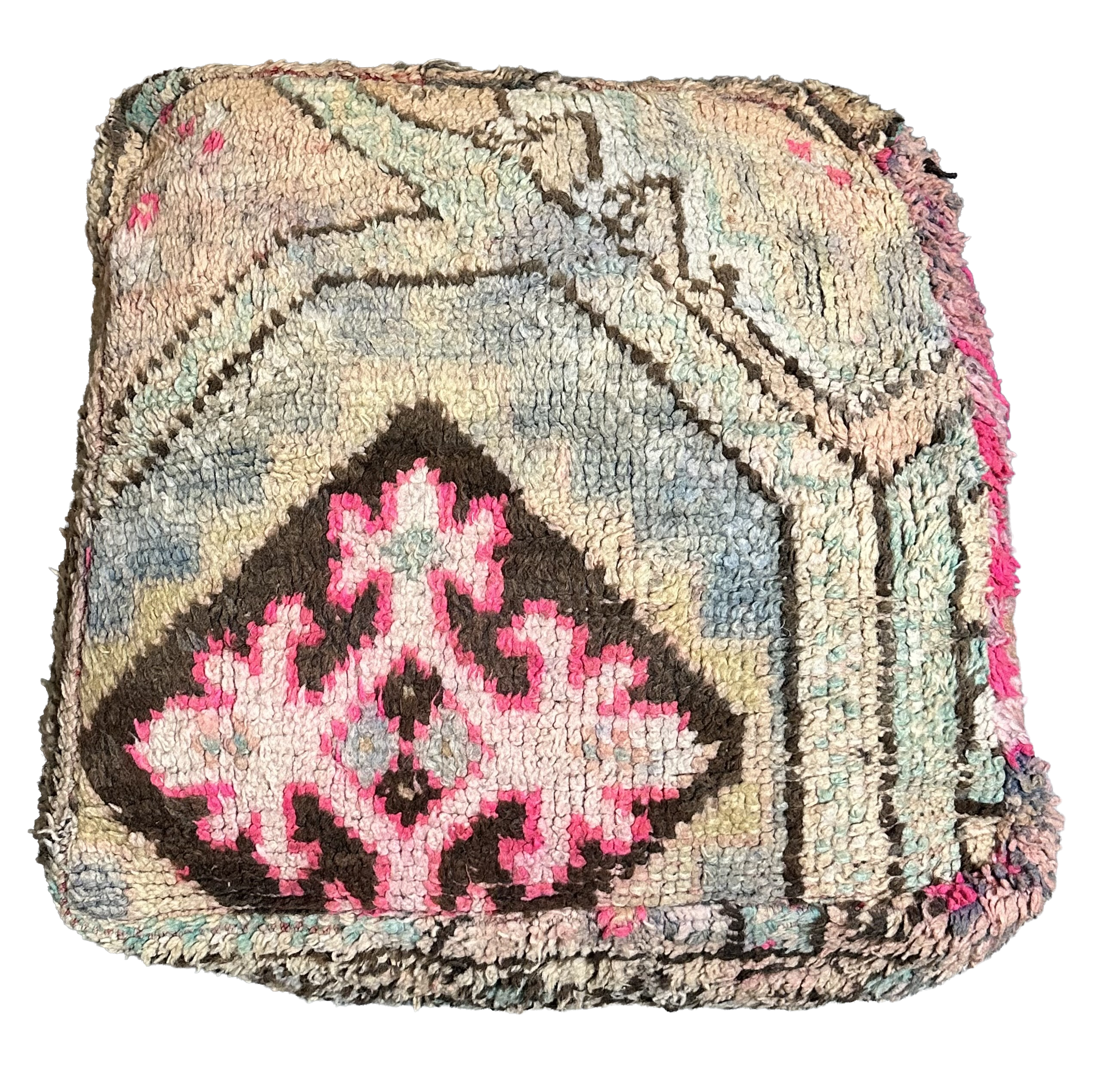 Marokkaanse Boujaad / kelim poef - roze + blauw mix