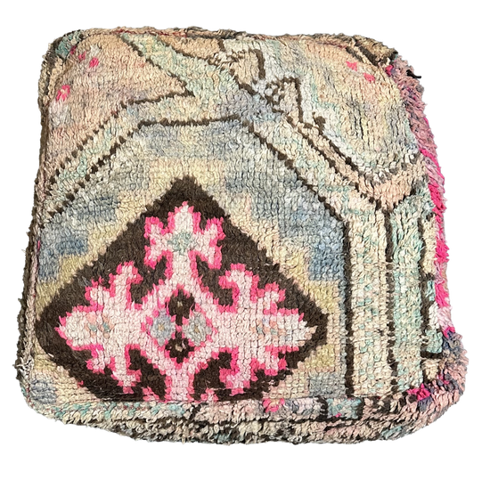 Marokkaanse Boujaad / kelim poef - roze + blauw mix