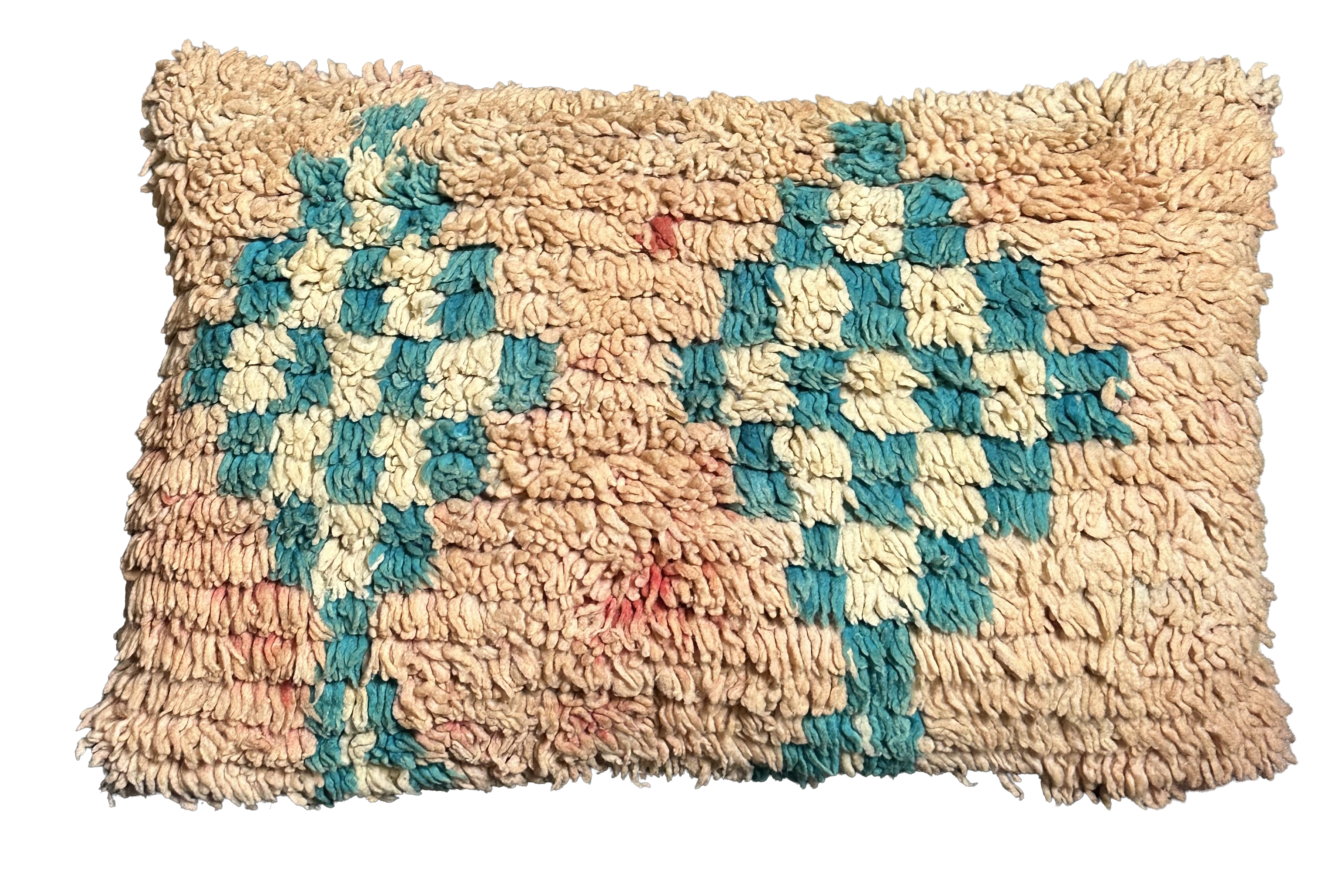 Marokkaans kussen - nude + turkoois mix - 60 x 40 cm