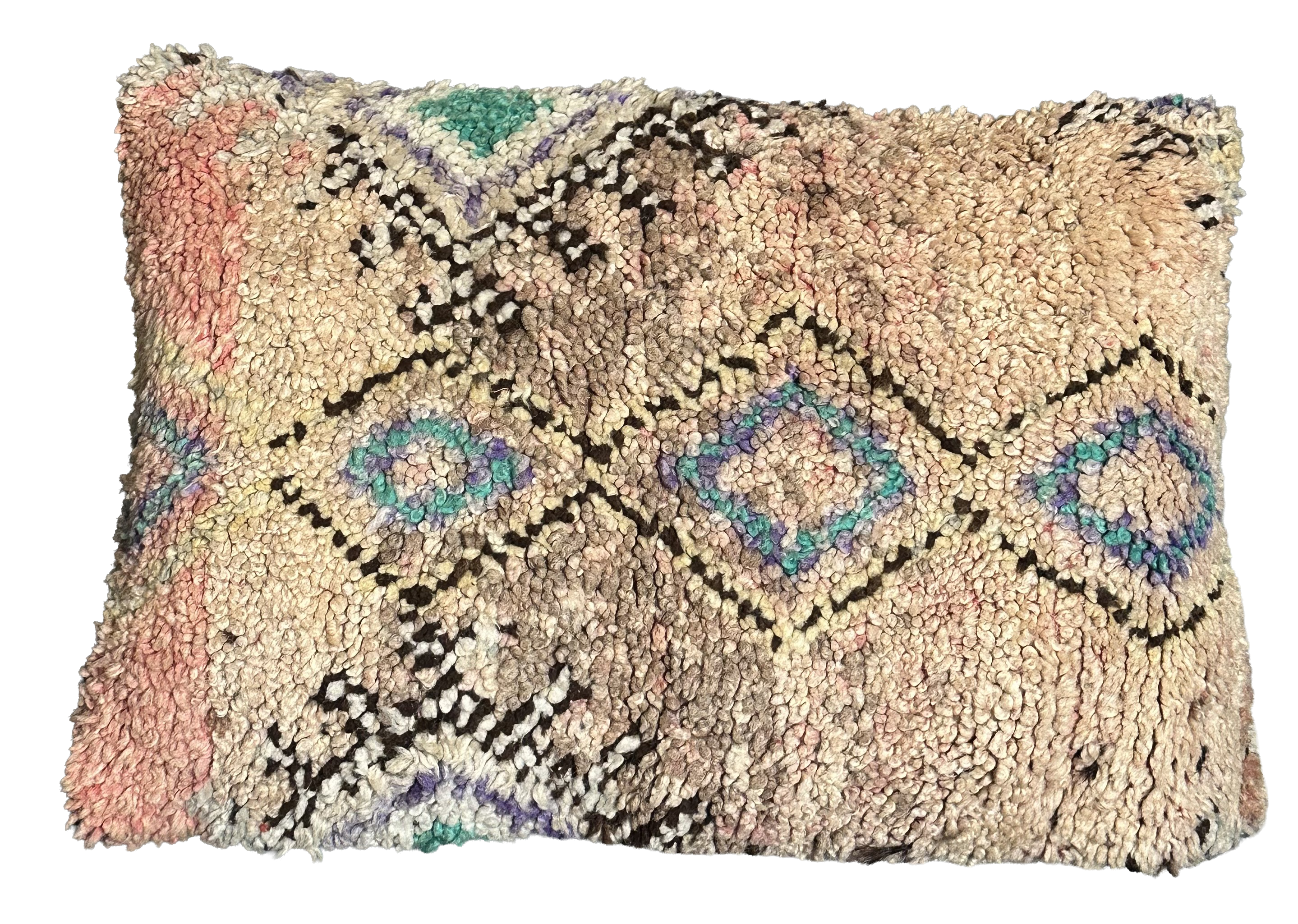 Marokkaans kussen - nude + multicolor mix - 60 x 40 cm