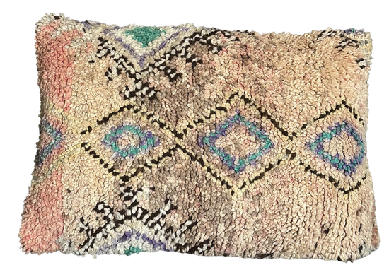 Marokkaans kussen - nude + multicolor mix - 60 x 40 cm