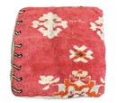 Marokkaanse Boujaad / kelim poef - warm oranje + rood mix