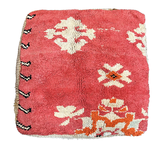 Marokkaanse Boujaad / kelim poef - warm oranje + rood mix