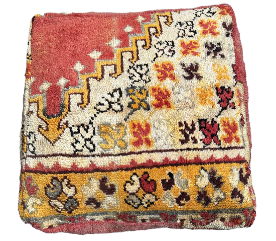 Marokkaanse Boujaad / kelim poef - warm oranje + rood mix