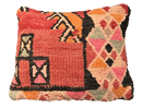 Marokkaans kussen - oranje + rood mix - 45 x 40 cm