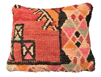 Marokkaans kussen - oranje + rood mix - 45 x 40 cm