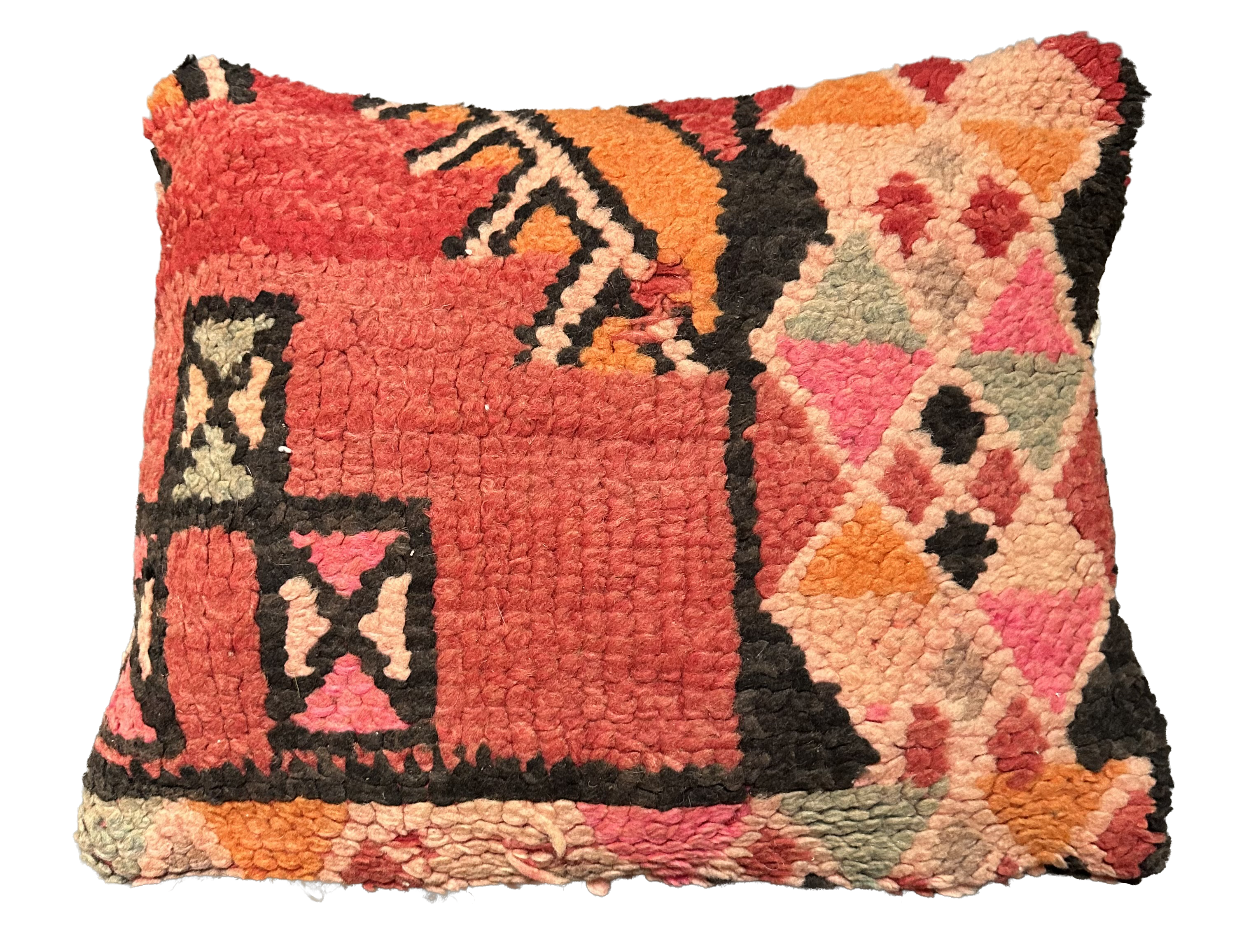 Marokkaans kussen - oranje + rood mix - 45 x 40 cm