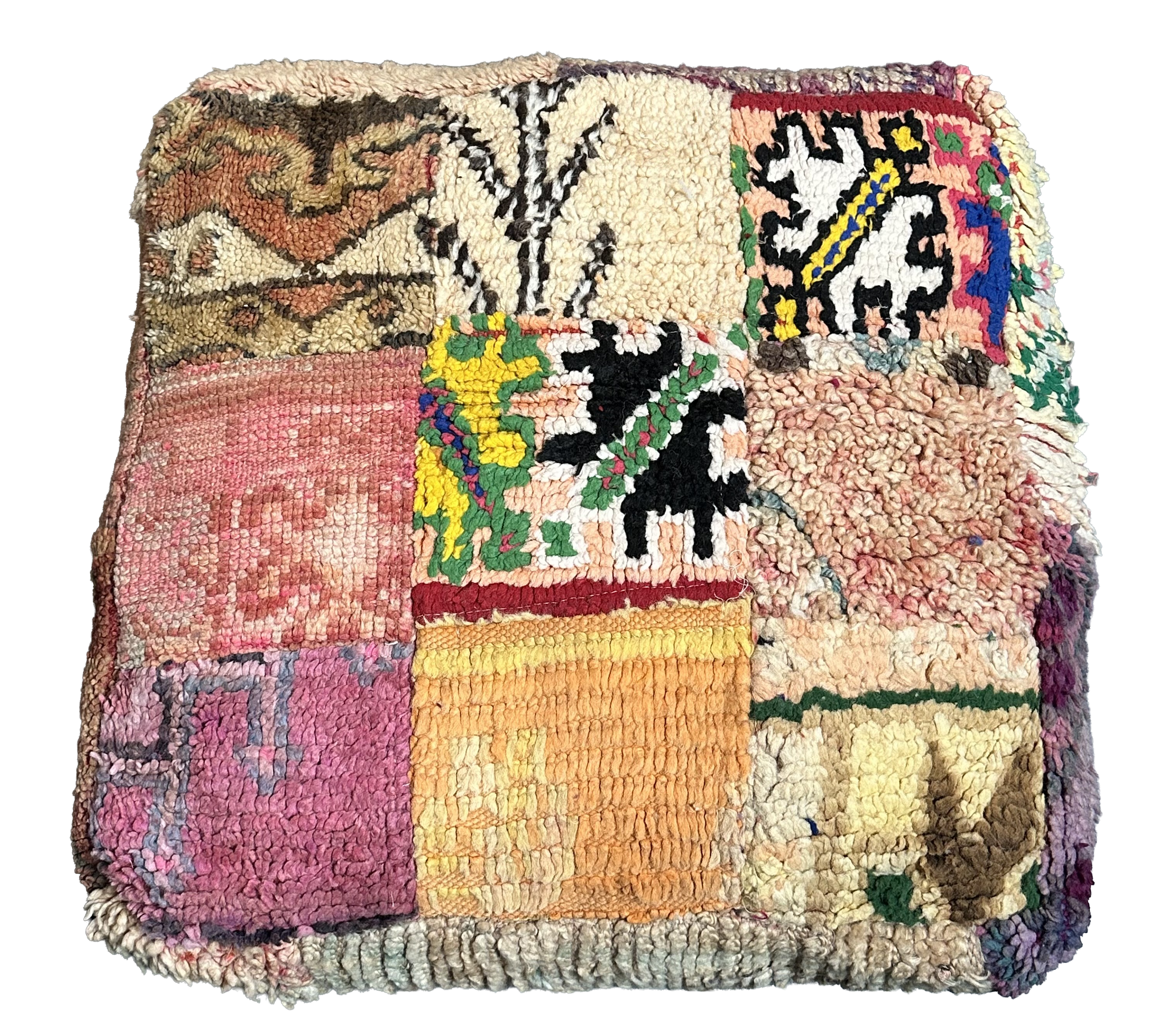 Marokkaanse Boujaad / kelim poef - multicolor