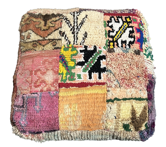Marokkaanse Boujaad / kelim poef - multicolor