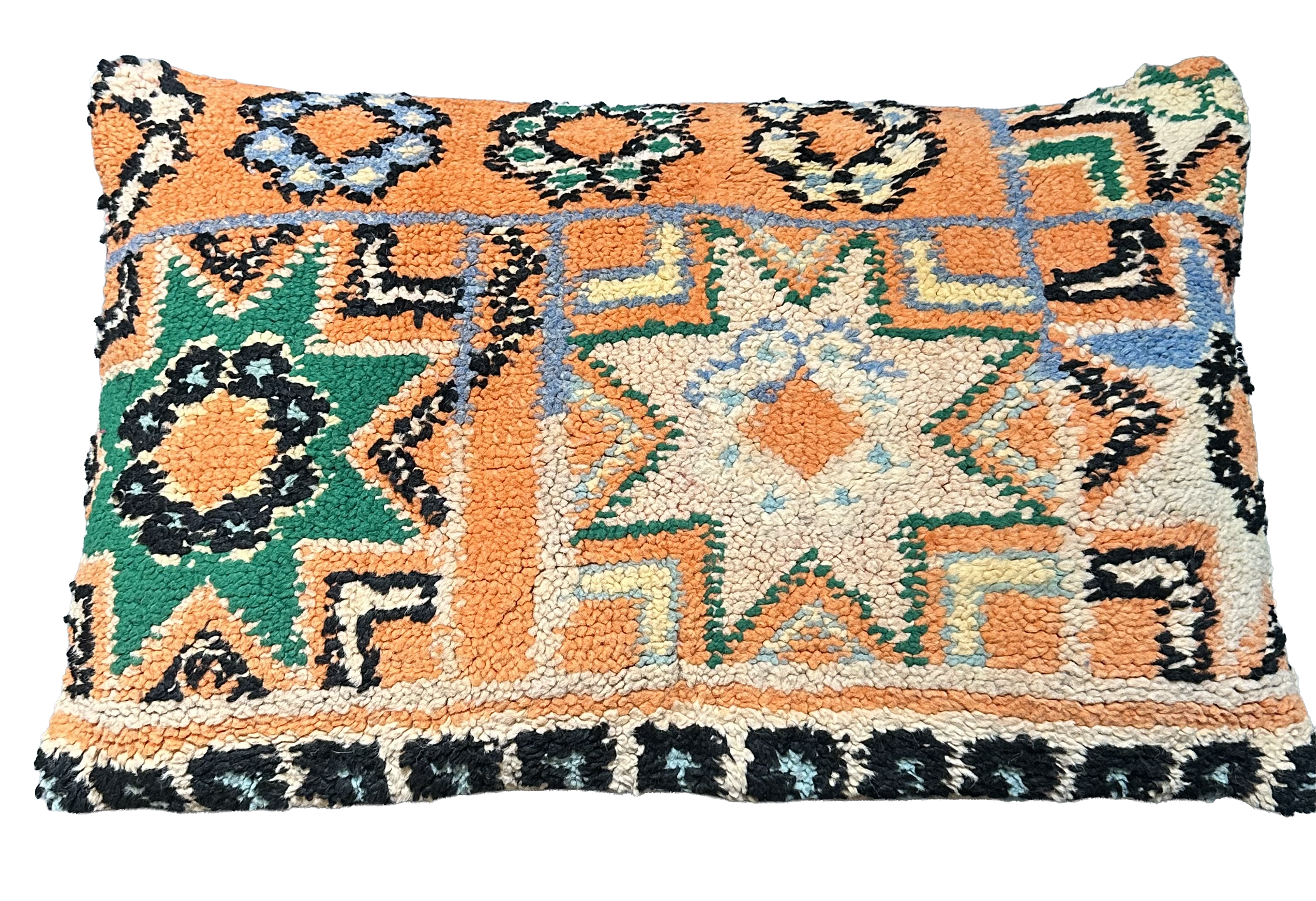 Marokkaans kussen - oranje mix + ster - 60 x 35 cm