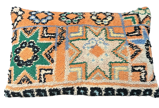 Marokkaans kussen - oranje mix + ster - 60 x 35 cm